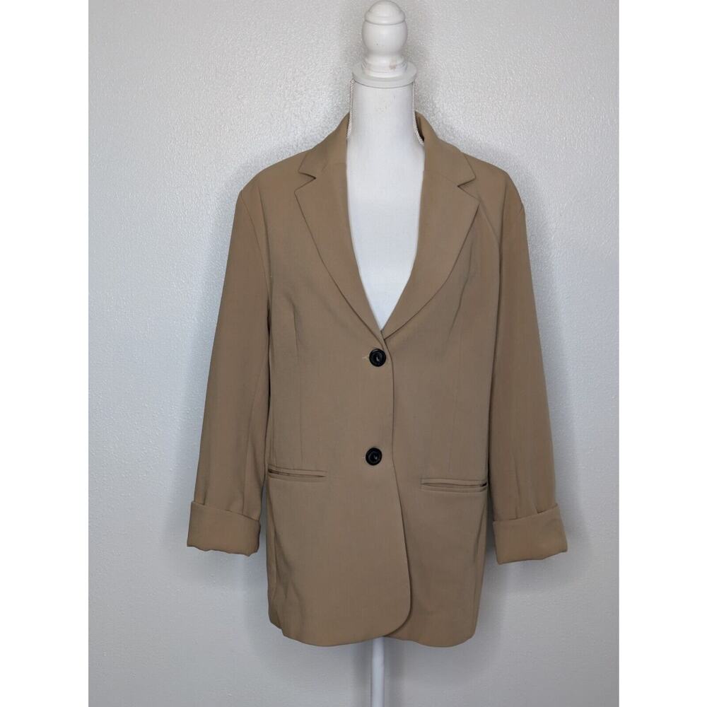 Ran 2 Oversized Tan Blazer / Suit Jacket Large Single Breasted - Picture 4 of 8